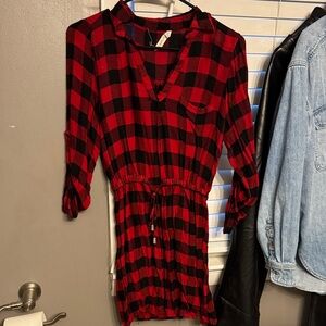 Plaid Red and Black Women's Dress